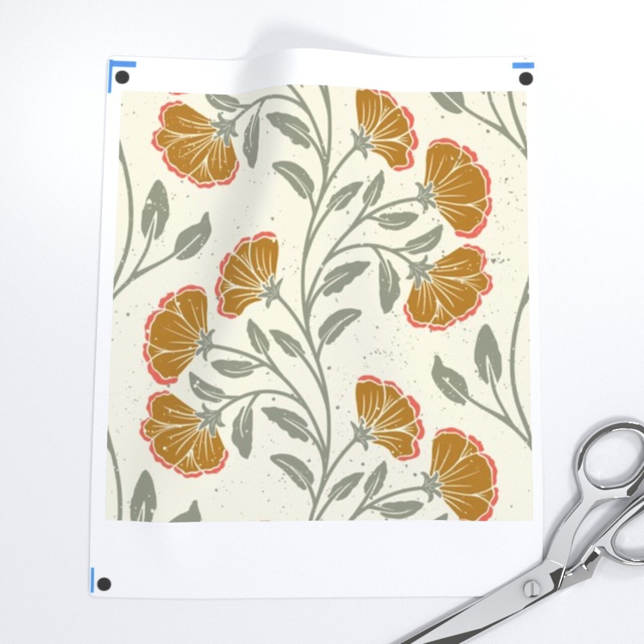 Folk Floral Sage Green Bohemian Boho Stripes Block Print Refined Elegant Flower Mustard Gold Beige Custom Printed Fabric by Spoonflower Various Fabrics by the Yard or Fat Quarter